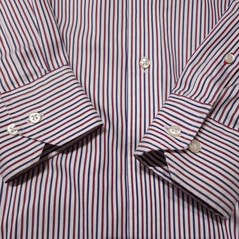 Tommy Hilfiger Dress Shirt Mens 16 32/33 Red Blue Stripe Classic Cotton